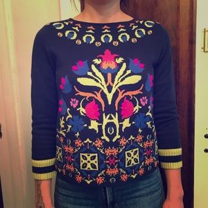 Monogram HWR Anthropologie embroidered sweater